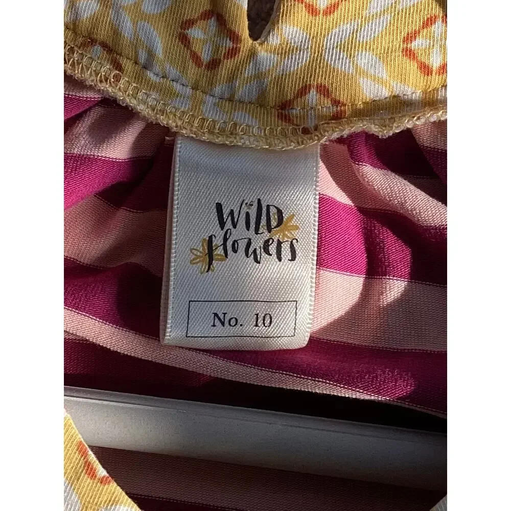 Wildflowers‎ Pink Yellow Floral Dress Girls Size 10 long sleeve